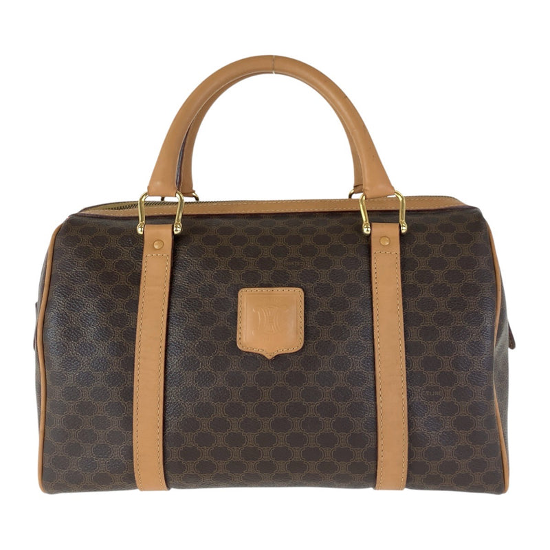 CELINE Macadam Brown Gold Hardware PVC / Leather M14 Handbag Boston Bag Women's