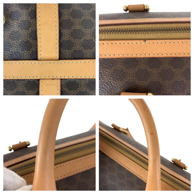 CELINE Macadam Brown Gold Hardware PVC / Leather M14 Handbag Boston Bag Women's