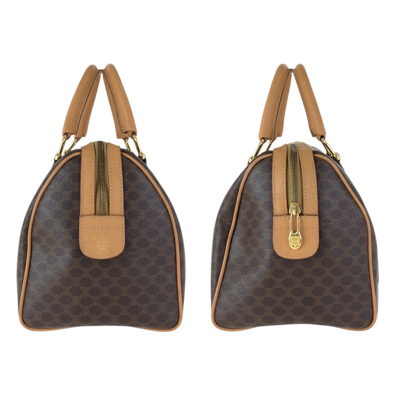 CELINE Macadam Brown Gold Hardware PVC / Leather M14 Handbag Boston Bag Women's