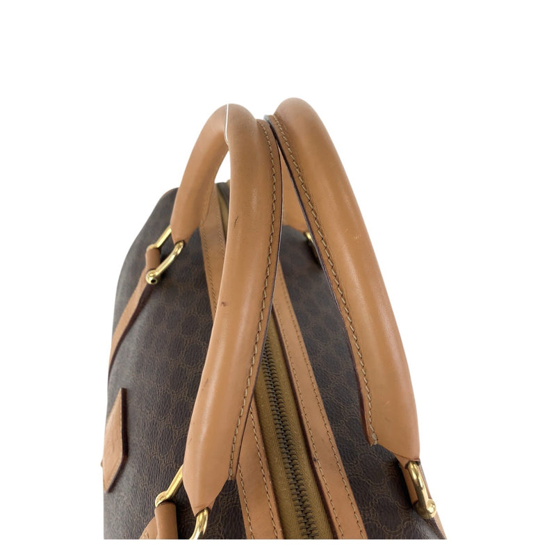CELINE Macadam Brown Gold Hardware PVC / Leather M14 Handbag Boston Bag Women's
