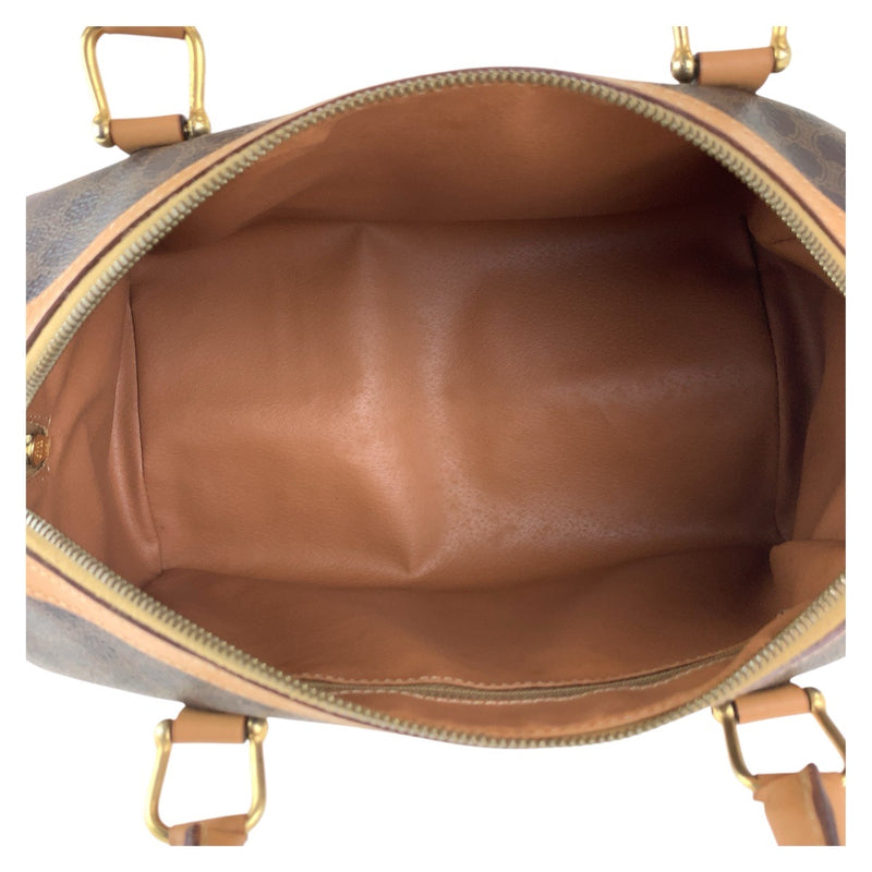 CELINE Macadam Brown Gold Hardware PVC / Leather M14 Handbag Boston Bag Women's