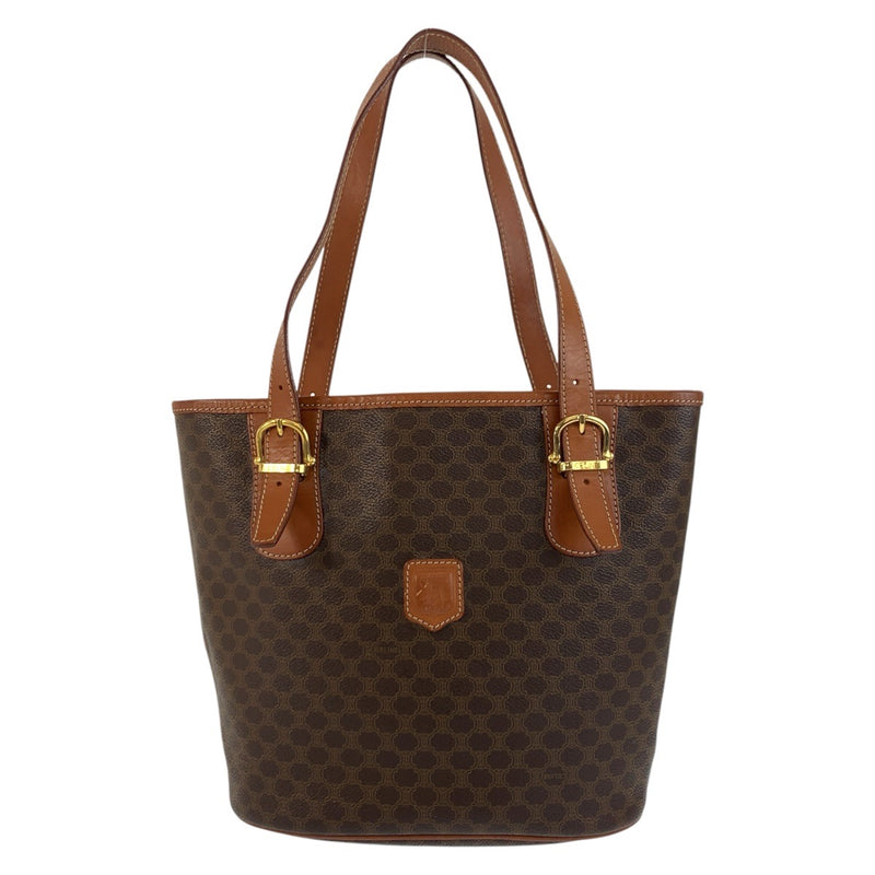 CELINE Vintage Macadam Brown Gold Hardware PVC / Leather MC96 Tote Bag Shoulder
