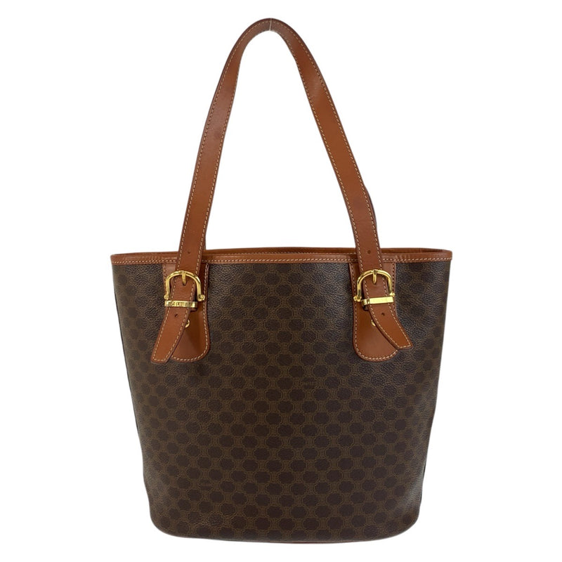 CELINE Vintage Macadam Brown Gold Hardware PVC / Leather MC96 Tote Bag Shoulder