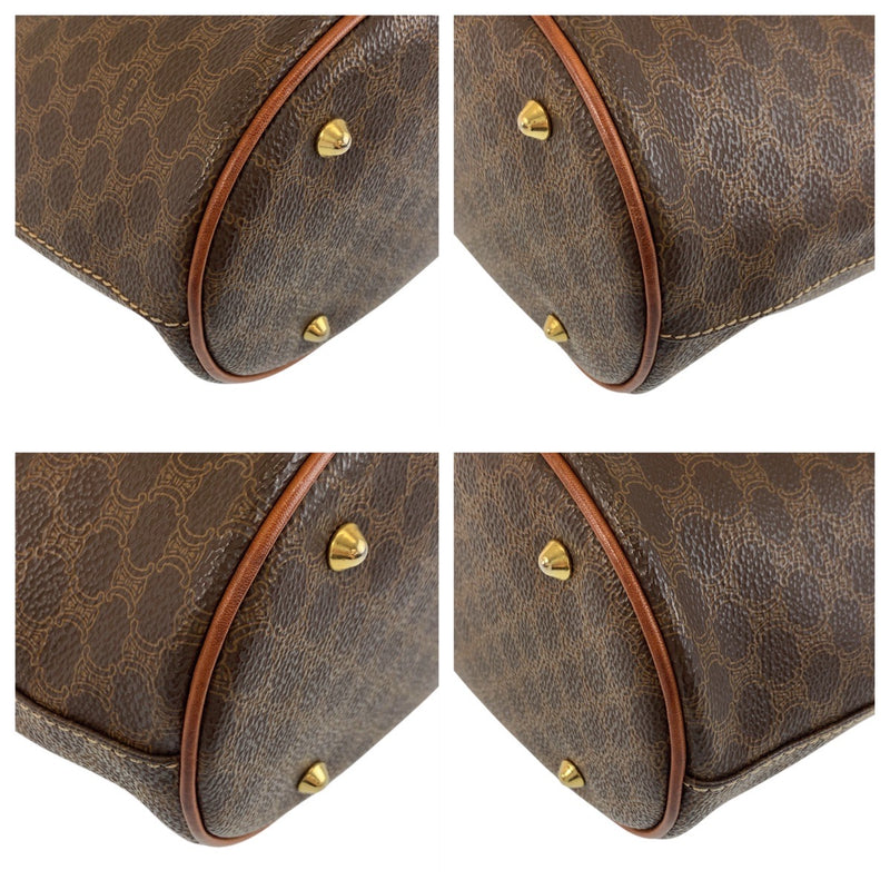 CELINE Vintage Macadam Brown Gold Hardware PVC / Leather MC96 Tote Bag Shoulder