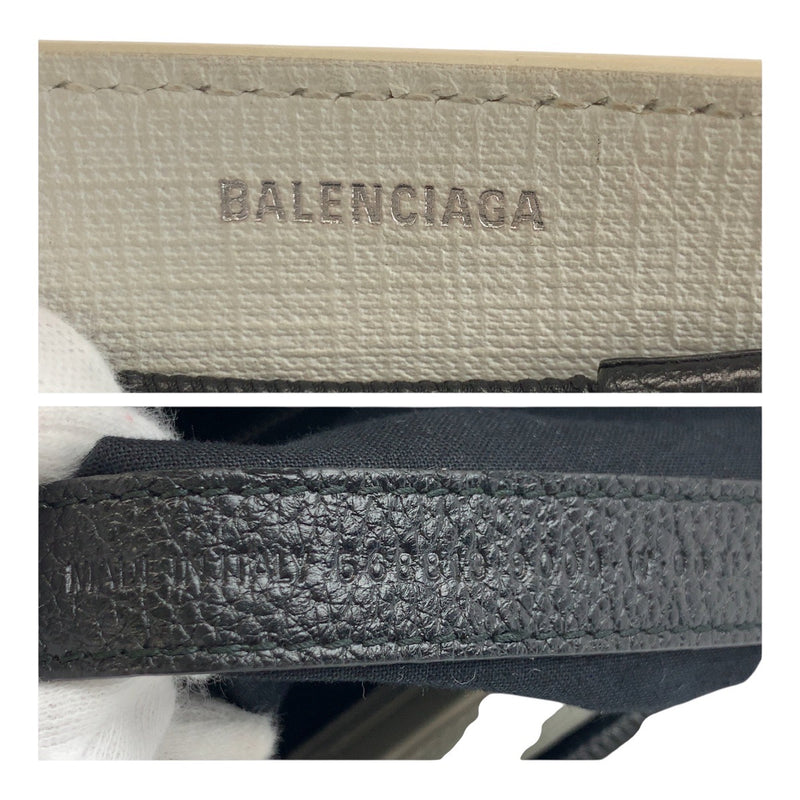BALENCIAGA logo white black silver hardware leather 491660/9060 tote bag
