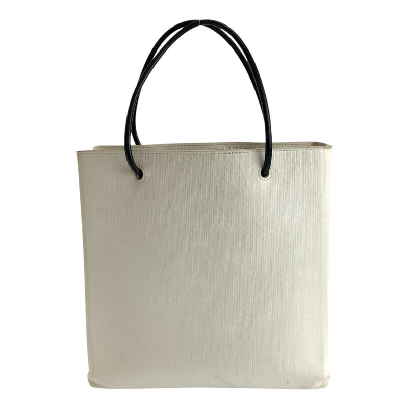 BALENCIAGA logo white black silver hardware leather 491660/9060 tote bag