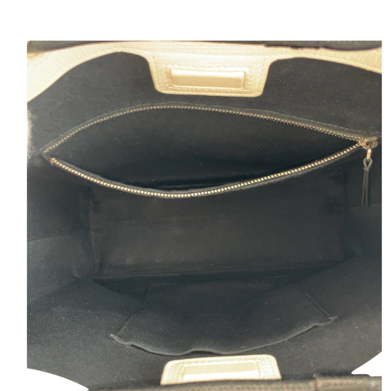 BALENCIAGA logo white black silver hardware leather 491660/9060 tote bag