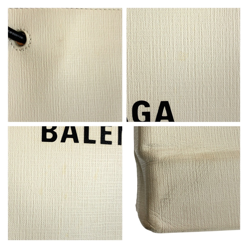 BALENCIAGA logo white black silver hardware leather 491660/9060 tote bag