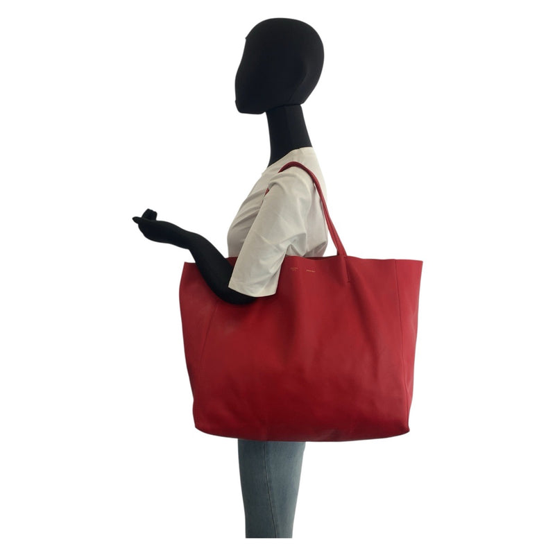 CELINE Horizontal Birch Red Leather Tote Bag Shoulder Bag Women's 504795 [Used]