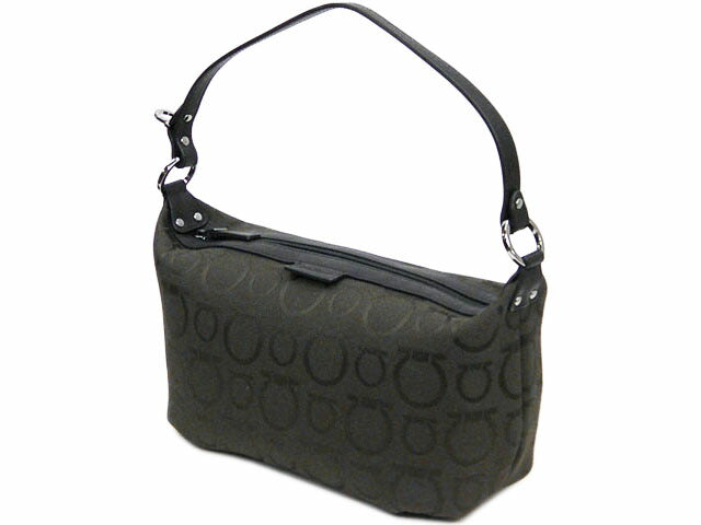 Salvatore Ferragamo Canvas/Leather Gancini Accessory Pouch 226123 Dark