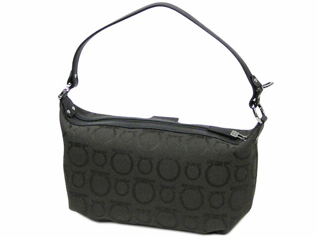 Salvatore Ferragamo Canvas/Leather Gancini Accessory Pouch 226123 Dark
