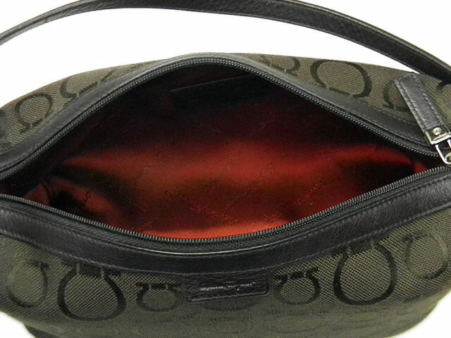 Salvatore Ferragamo Canvas/Leather Gancini Accessory Pouch 226123 Dark