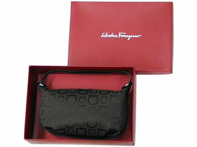 Salvatore Ferragamo Canvas/Leather Gancini Accessory Pouch 226123 Dark