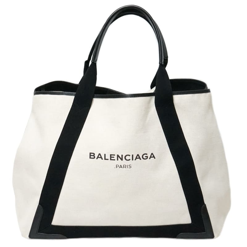 BALENCIAGA 339936 Navy Cabas Tote Bag Canvas Leather Women's Pawnshop [Used]
