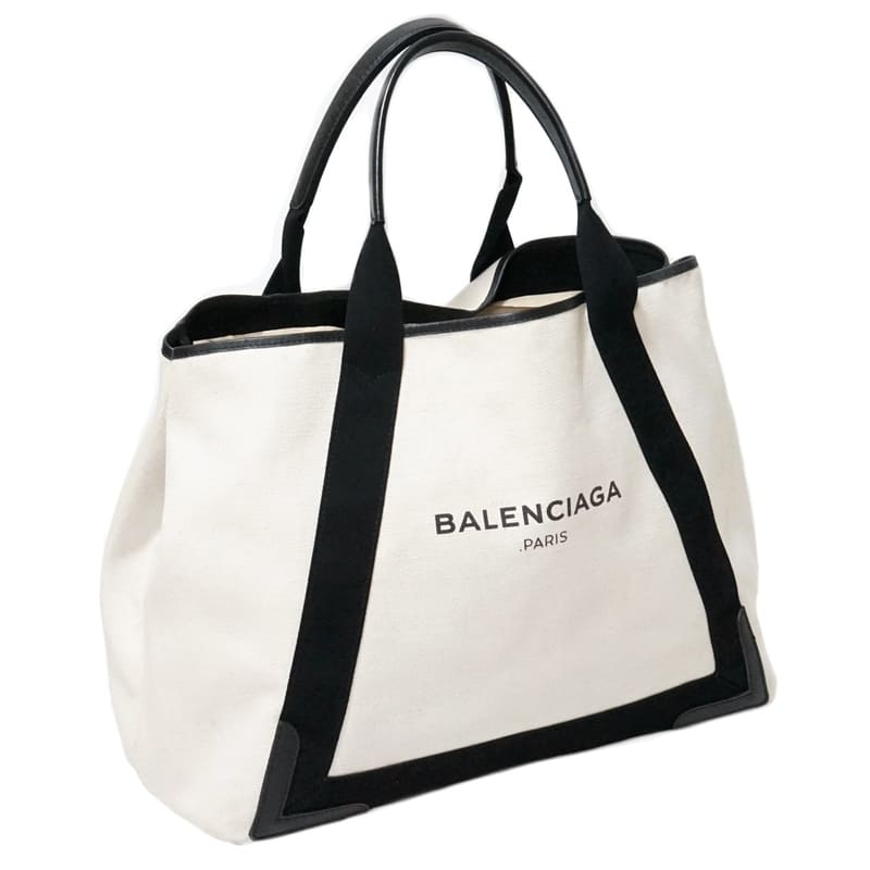 BALENCIAGA 339936 Navy Cabas Tote Bag Canvas Leather Women's Pawnshop [Used]
