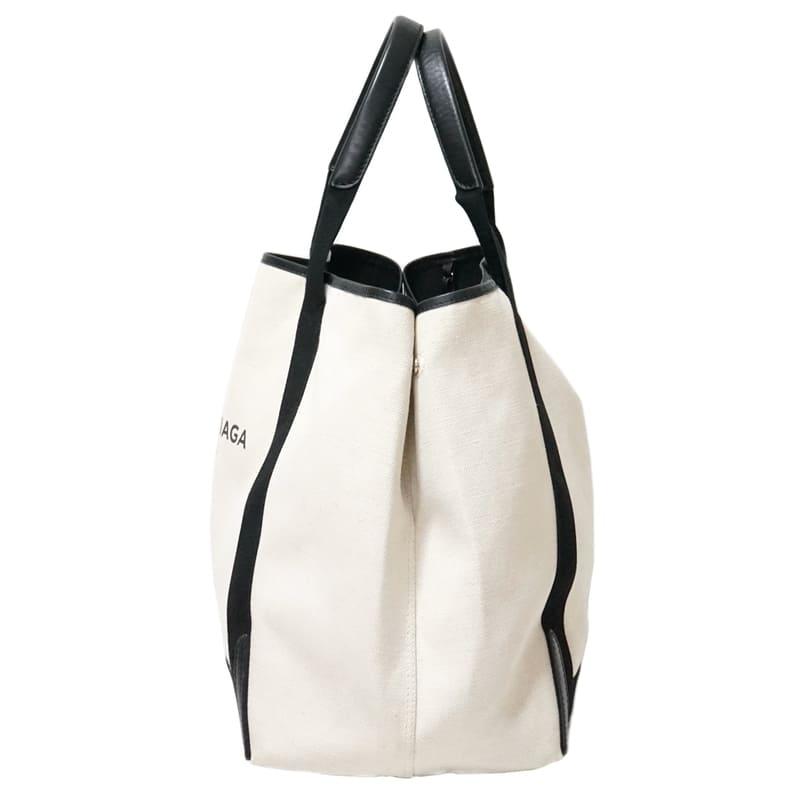 BALENCIAGA 339936 Navy Cabas Tote Bag Canvas Leather Women's Pawnshop [Used]