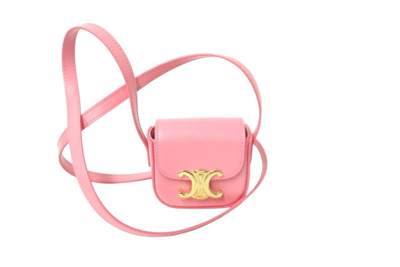 [Extremely beautiful] CELINE shoulder bag mini Claude pink shiny calfskin