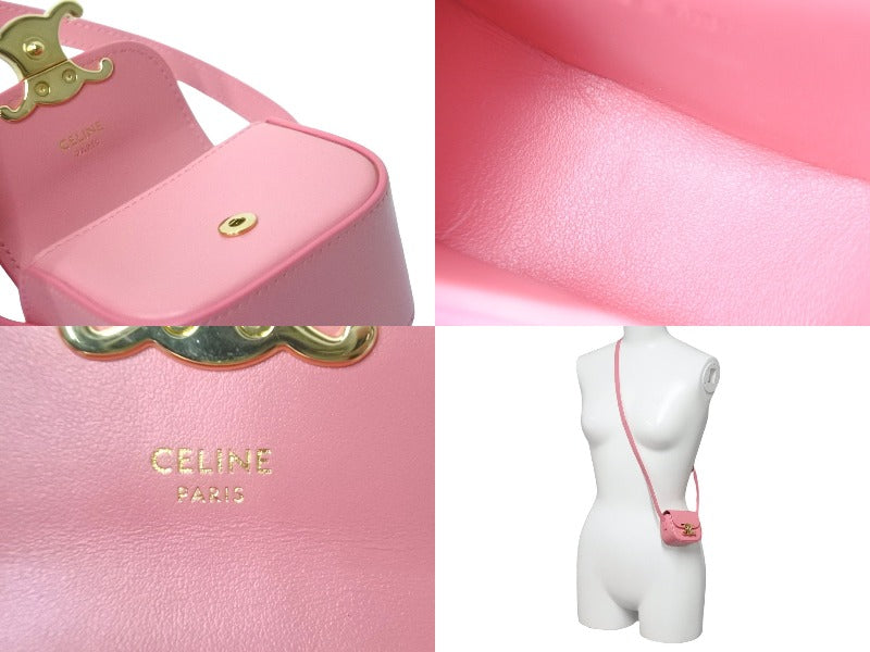 [Extremely beautiful] CELINE shoulder bag mini Claude pink shiny calfskin