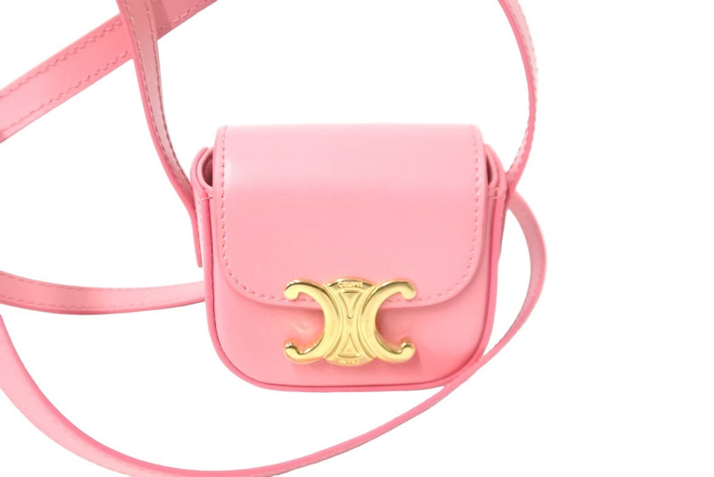 [Extremely beautiful] CELINE shoulder bag mini Claude pink shiny calfskin