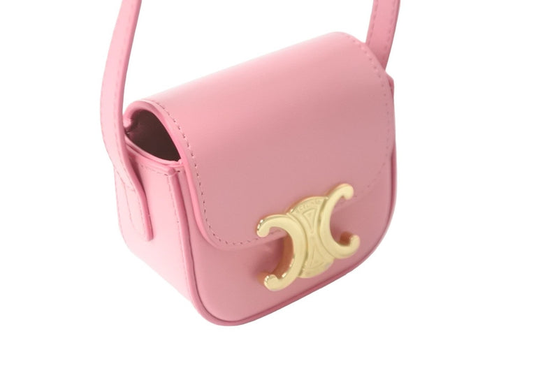 [Extremely beautiful] CELINE shoulder bag mini Claude pink shiny calfskin
