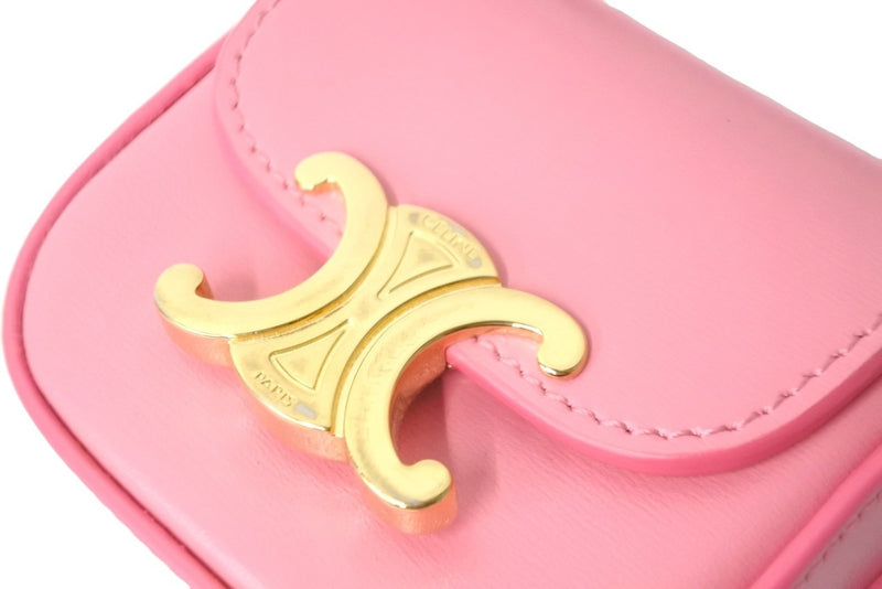 [Extremely beautiful] CELINE shoulder bag mini Claude pink shiny calfskin