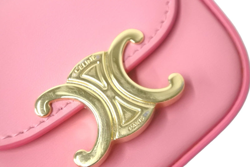 [Extremely beautiful] CELINE shoulder bag mini Claude pink shiny calfskin