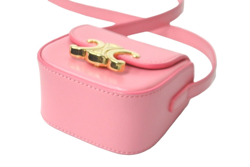 [Extremely beautiful] CELINE shoulder bag mini Claude pink shiny calfskin