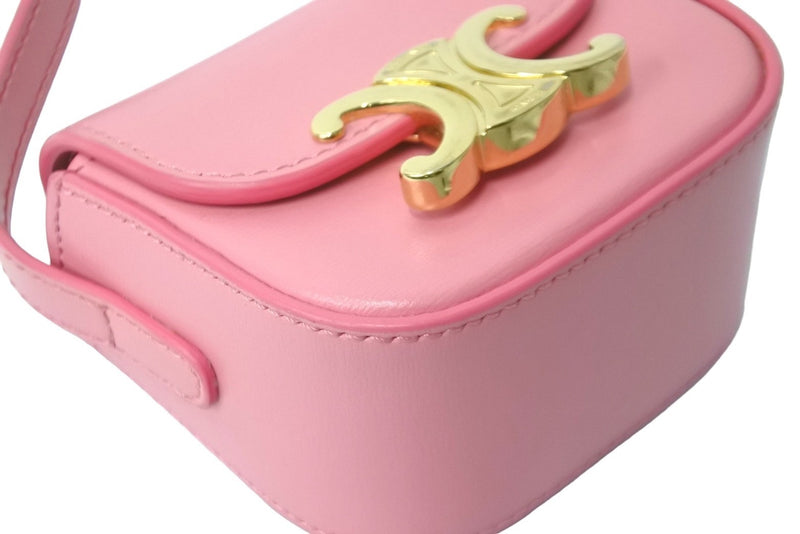 [Extremely beautiful] CELINE shoulder bag mini Claude pink shiny calfskin
