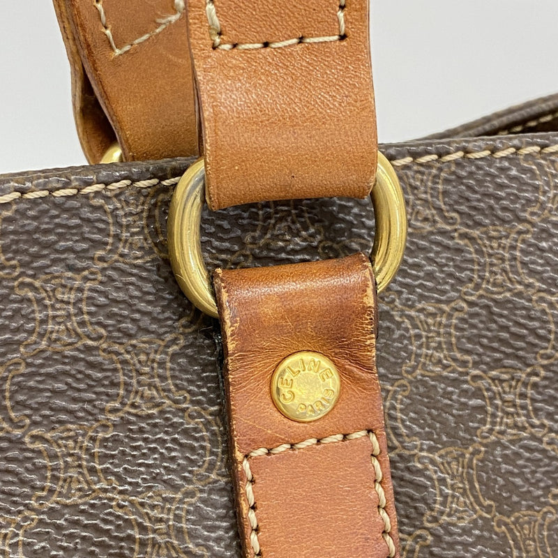 ★SALE [5hc2886-h] Celine Tote Bag Macadam PVC Brown Gold Hardware [Used] Women