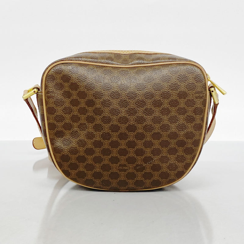 ★SALE [5hc2919-h] Celine Shoulder Bag Macadam PVC Brown Gold Hardware [Used]