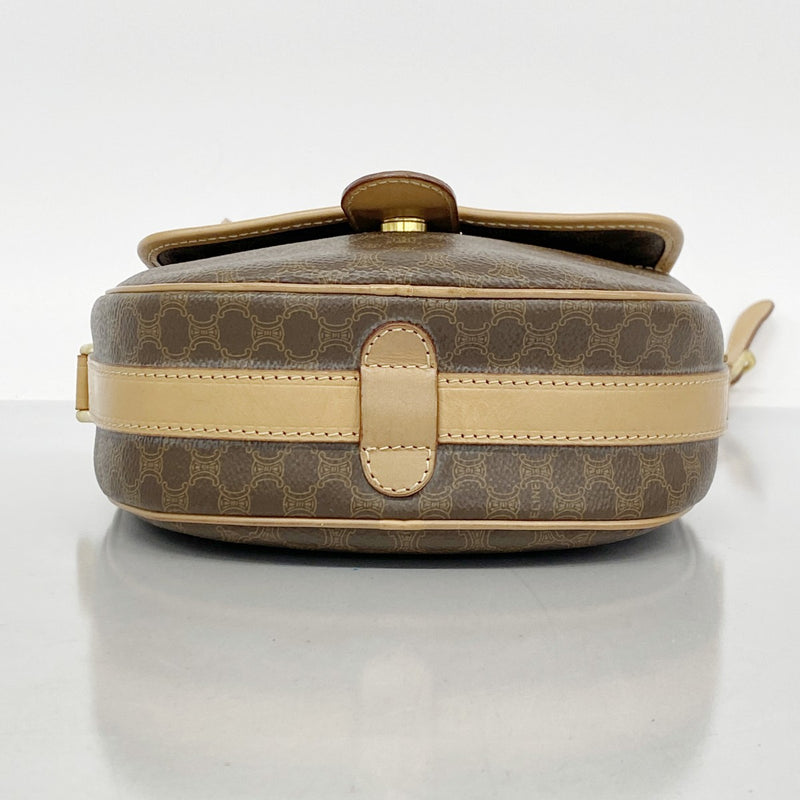 ★SALE [5hc2919-h] Celine Shoulder Bag Macadam PVC Brown Gold Hardware [Used]