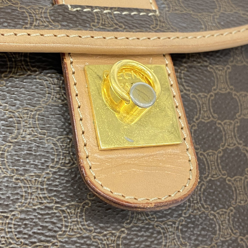 ★SALE [5hc2919-h] Celine Shoulder Bag Macadam PVC Brown Gold Hardware [Used]