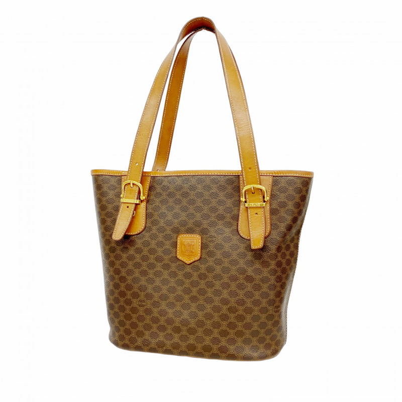 ★SALE [5hc2939-h] Celine Tote Bag Macadam PVC Brown Gold Hardware [Used] Women