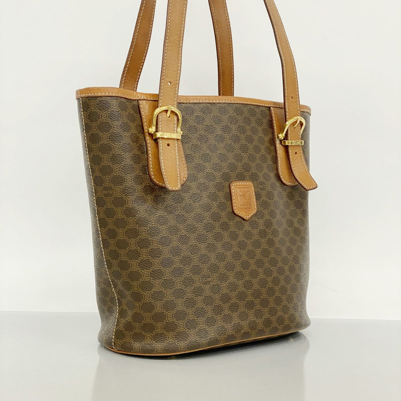 ★SALE [5hc2939-h] Celine Tote Bag Macadam PVC Brown Gold Hardware [Used] Women