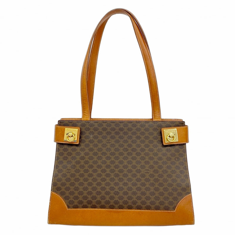 ★SALE [5hd3383-h] Celine Tote Bag Macadam PVC Brown Gold Hardware [Used] Women