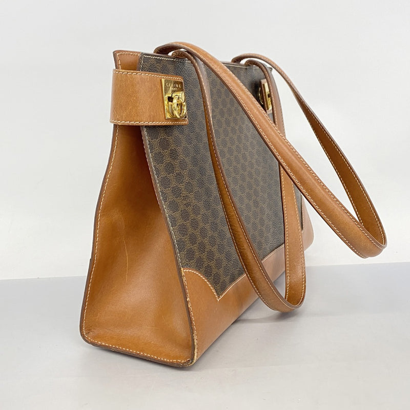 ★SALE [5hd3383-h] Celine Tote Bag Macadam PVC Brown Gold Hardware [Used] Women