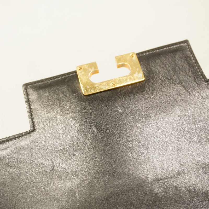 [5hd3615-h] Celine Handbag Leather Black Gold Hardware [Used] Women's