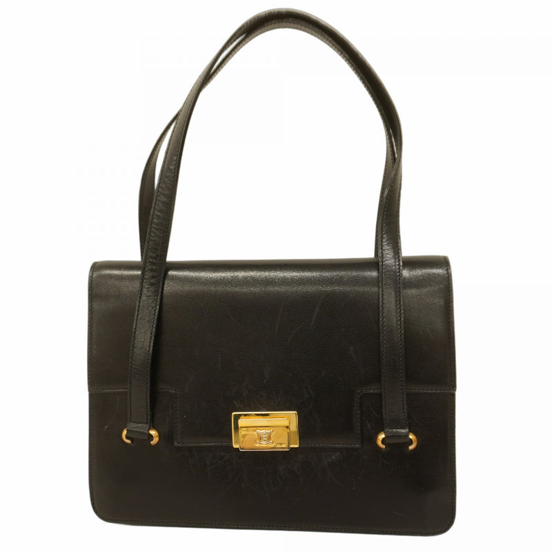 [5hd3615-h] Celine Handbag Leather Black Gold Hardware [Used] Women's