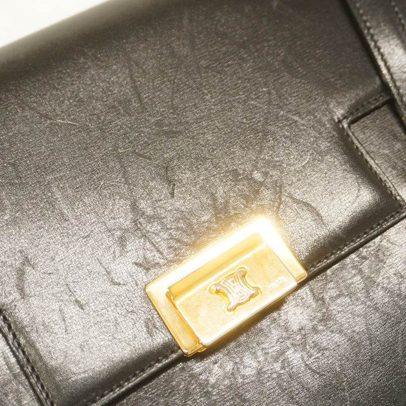 [5hd3615-h] Celine Handbag Leather Black Gold Hardware [Used] Women's