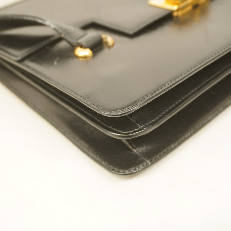 [5hd3615-h] Celine Handbag Leather Black Gold Hardware [Used] Women's