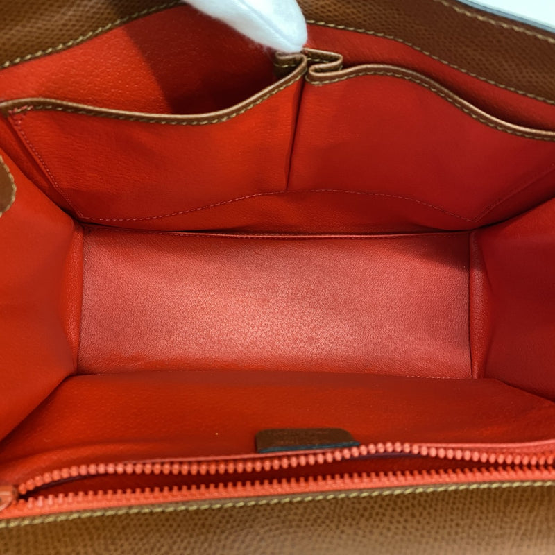 [5hd4092-h] Celine Handbag Leather Brown Gold Hardware [Used] Women's