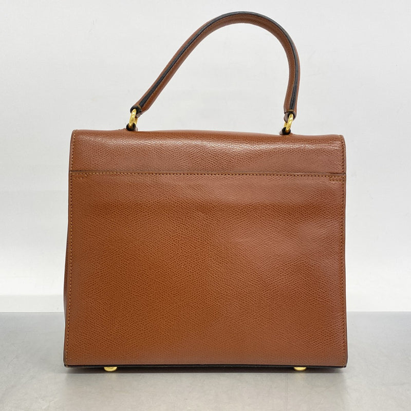 [5hd4092-h] Celine Handbag Leather Brown Gold Hardware [Used] Women's