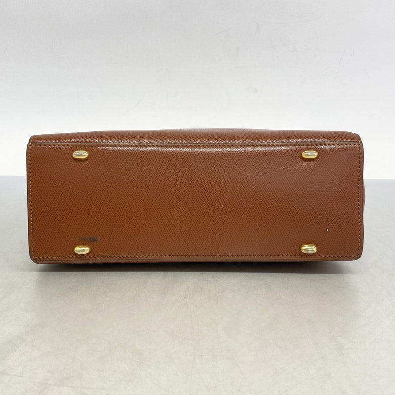 [5hd4092-h] Celine Handbag Leather Brown Gold Hardware [Used] Women's