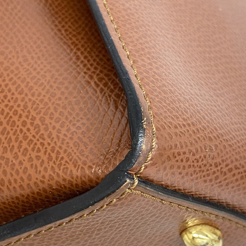 [5hd4092-h] Celine Handbag Leather Brown Gold Hardware [Used] Women's