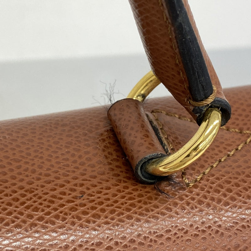 [5hd4092-h] Celine Handbag Leather Brown Gold Hardware [Used] Women's
