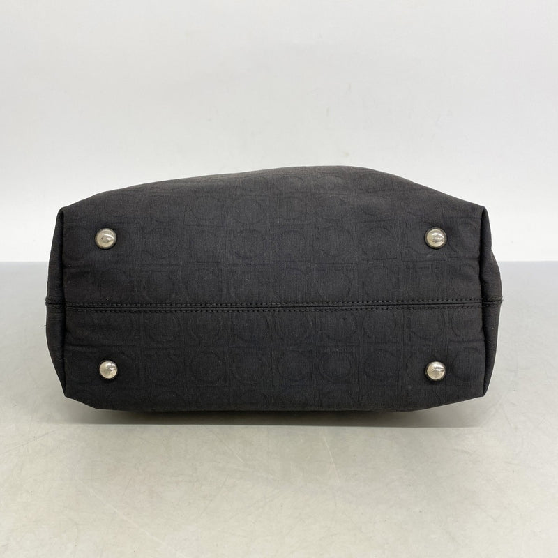 [5hd4352-h] Salvatore Ferragamo tote bag Gancini nylon dark brown silver