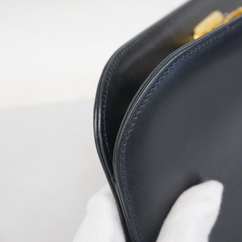 ★SALE [5he4388] Salvatore Ferragamo Shoulder Bag Gancini Leather Navy Gold