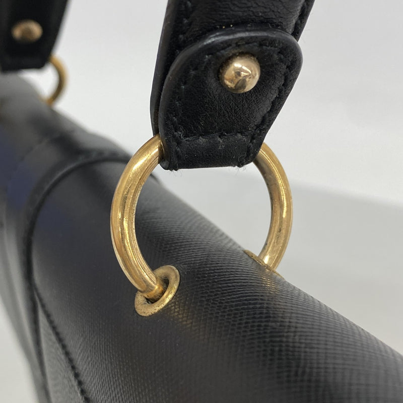 [5he5828] Salvatore Ferragamo Handbag Gancini Leather Black Gold Hardware