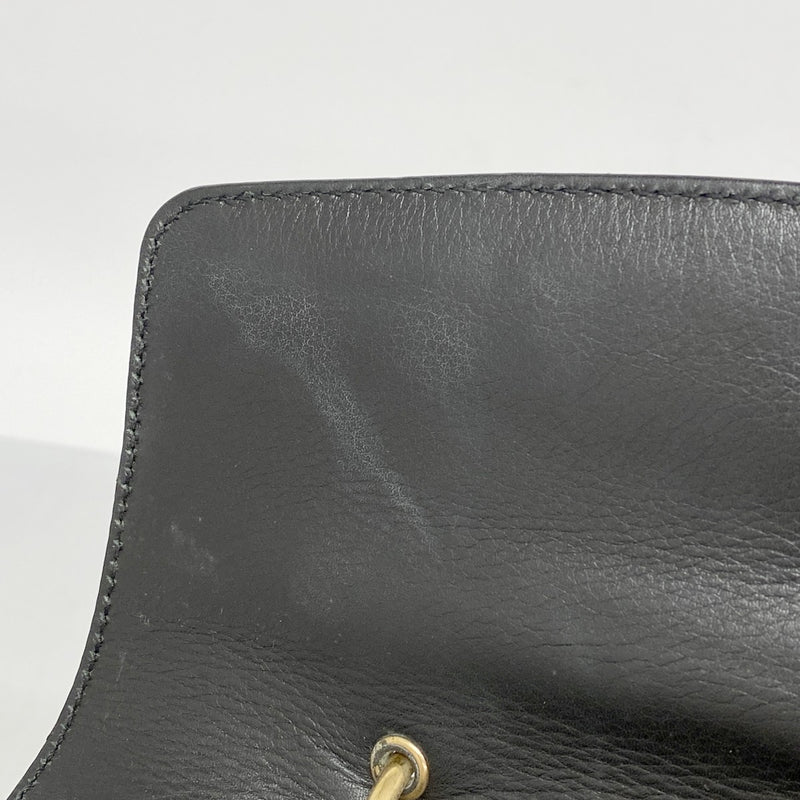 [5he5828] Salvatore Ferragamo Handbag Gancini Leather Black Gold Hardware