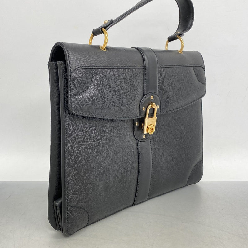 [5he5828] Salvatore Ferragamo Handbag Gancini Leather Black Gold Hardware